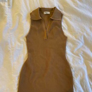 (XXS) Brown Aritzia Babaton Sculpt Knit Polo Dress